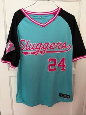 Sluggers Hit Juiced #24 Baseball Jersey - Teal / Black